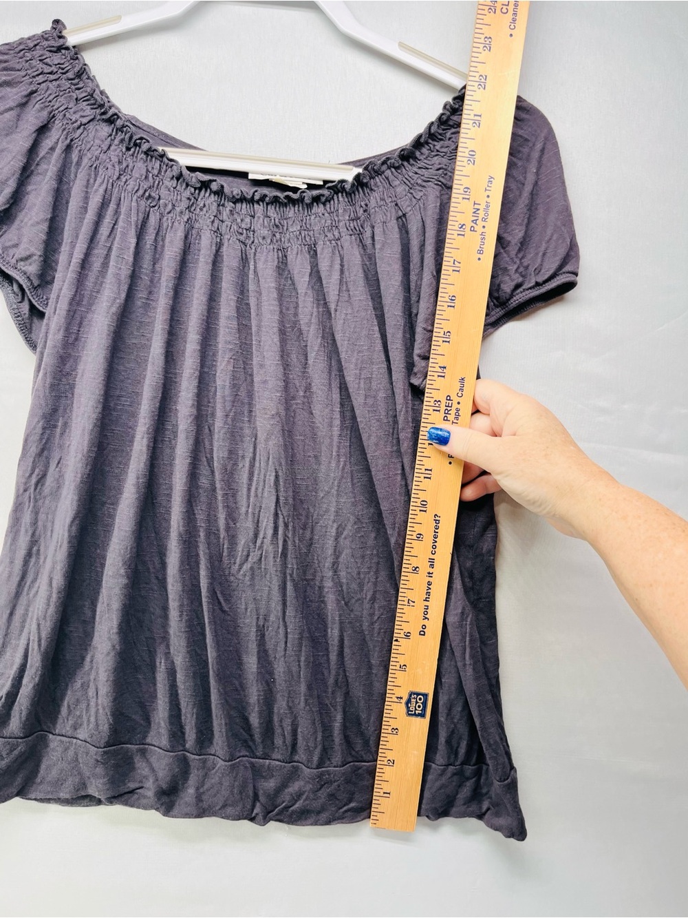 Carol Rose Smocked Off-Shoulder Short Sleeve Top - Slate Purple - Picture 3 of 6